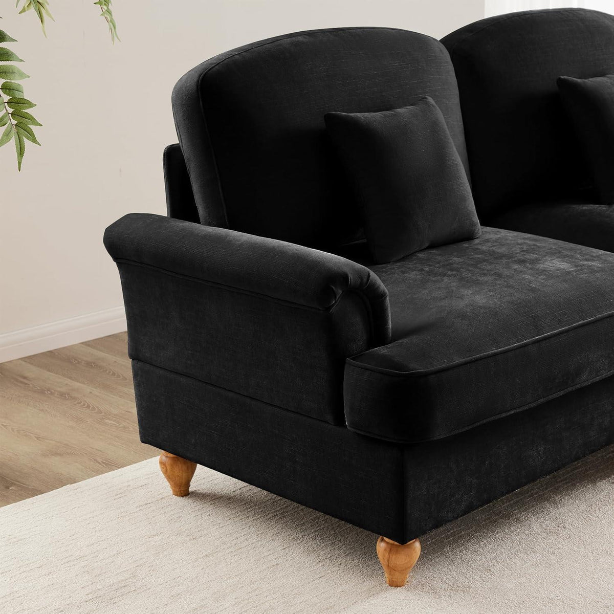 L-förmiges 2-Sitzer Sofa Mittelalter Stil mit Rüschenschürze & Kissen