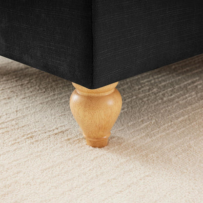 Mittelalter Ecksofa 3-Sitzer mit Ottomane & Rüschenschürze Schwarz