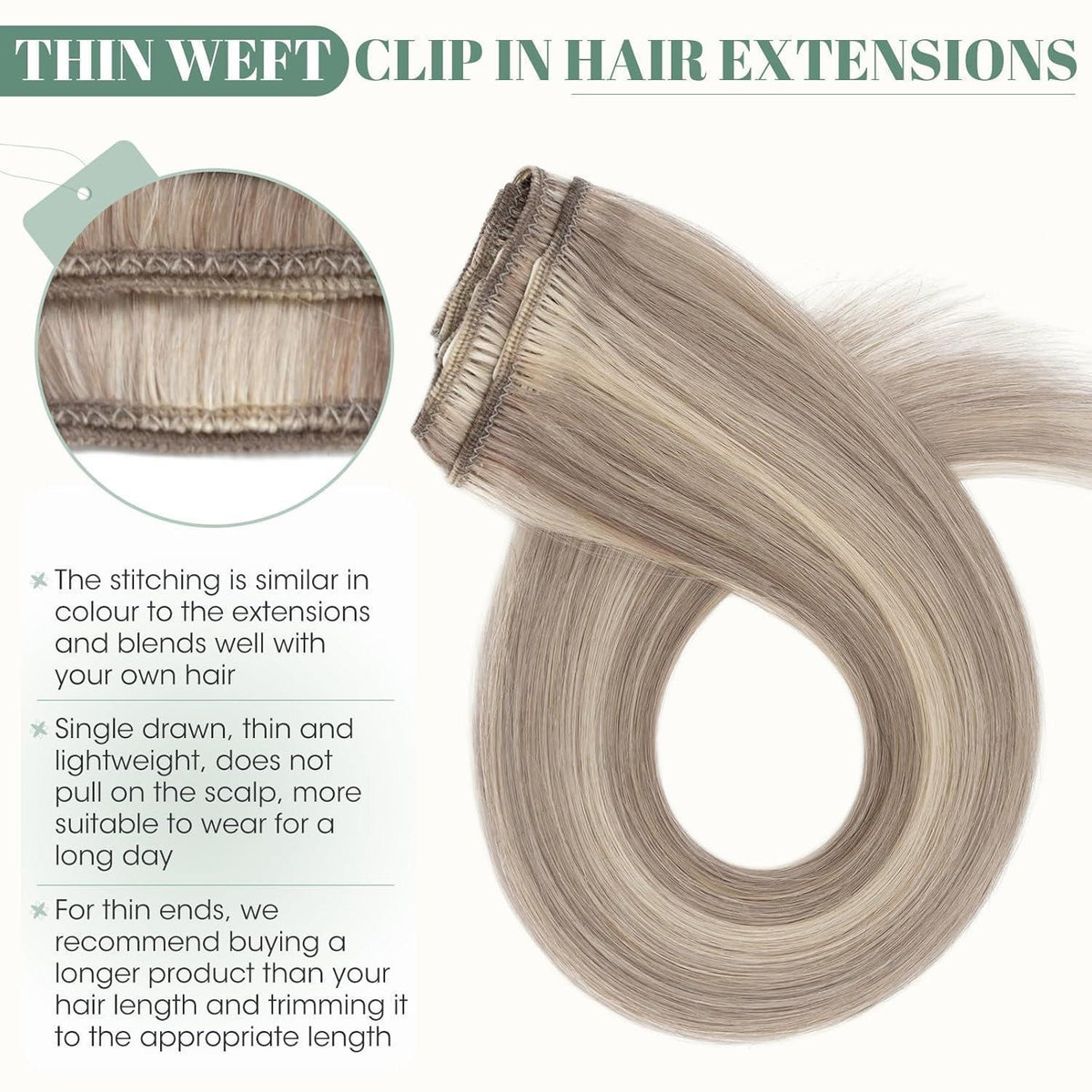 Echthaar Clip-in Extensions Blond Balayage 50cm