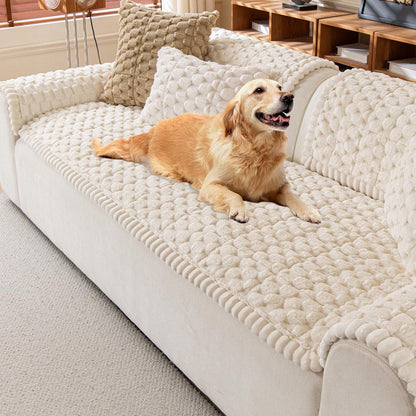 Sofaschoner Plüsch rutschfest 70x150cm Beige Waschbar