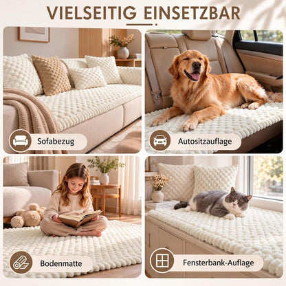 Sofaschoner Plüsch rutschfest 70x150cm Beige Waschbar