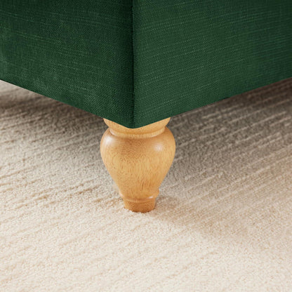 Mittelalter Ecksofa 4-Sitzer mit Ottomane & Rüschenschürze, Grün