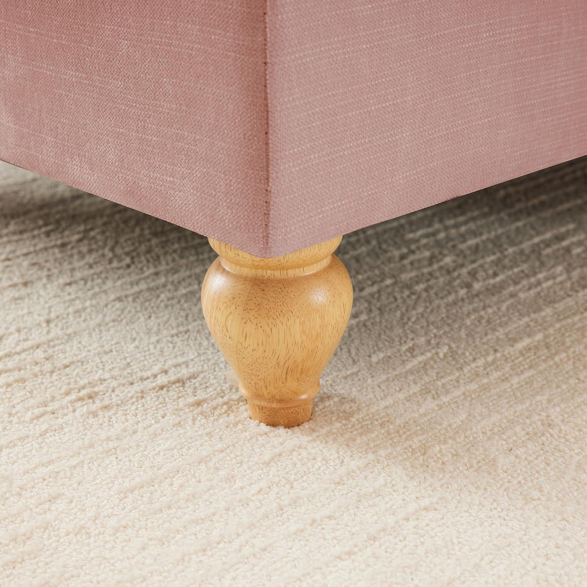 Mittelalter Ecksofa U-Formig 3-Sitzer Rosa mit Ottomane & Rüschenschürze