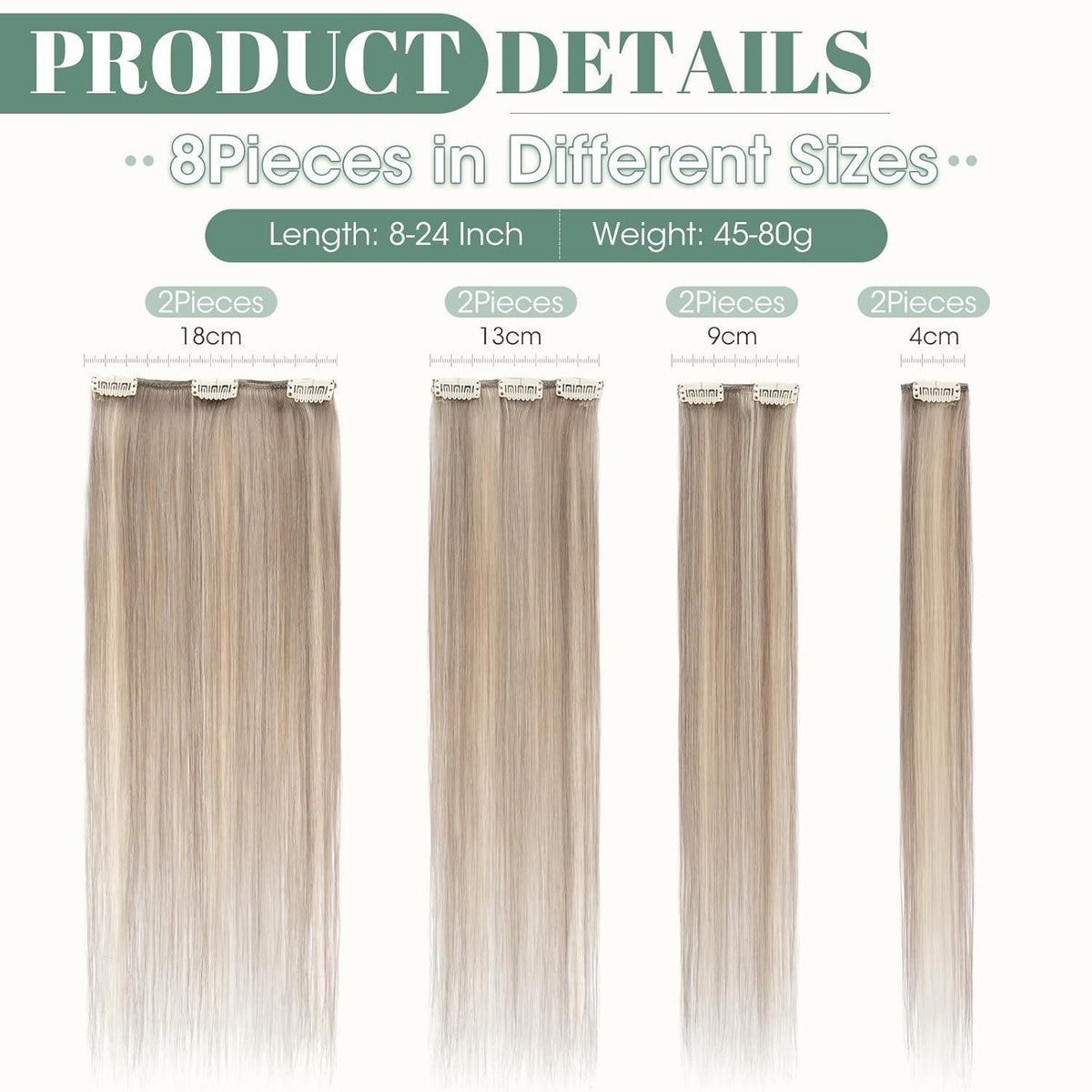 Echthaar Clip-in Extensions Blond Balayage 25cm