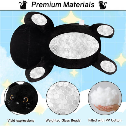 Gewichtete Katze Kuscheltier 60cm - Schwarze Plüschkatze zum Kuscheln