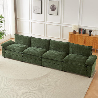 JIEXI Ecksofa mit Schlaffunktion – Grün, 4-Sitzer, Modernes Design