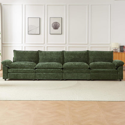 JIEXI Ecksofa mit Schlaffunktion – Grün, 4-Sitzer, Modernes Design