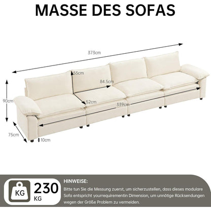 JIEXI Ecksofa mit Schlaffunktion – Beige, 4-Sitzer
