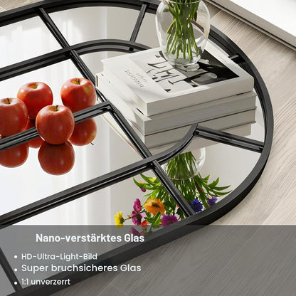 Gewölbter Wandspiegel 60x165cm Schwarz Aluminiumrahmen