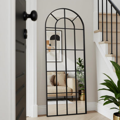 Gewölbter Wandspiegel Schwarz 76x180cm – Fenster Design