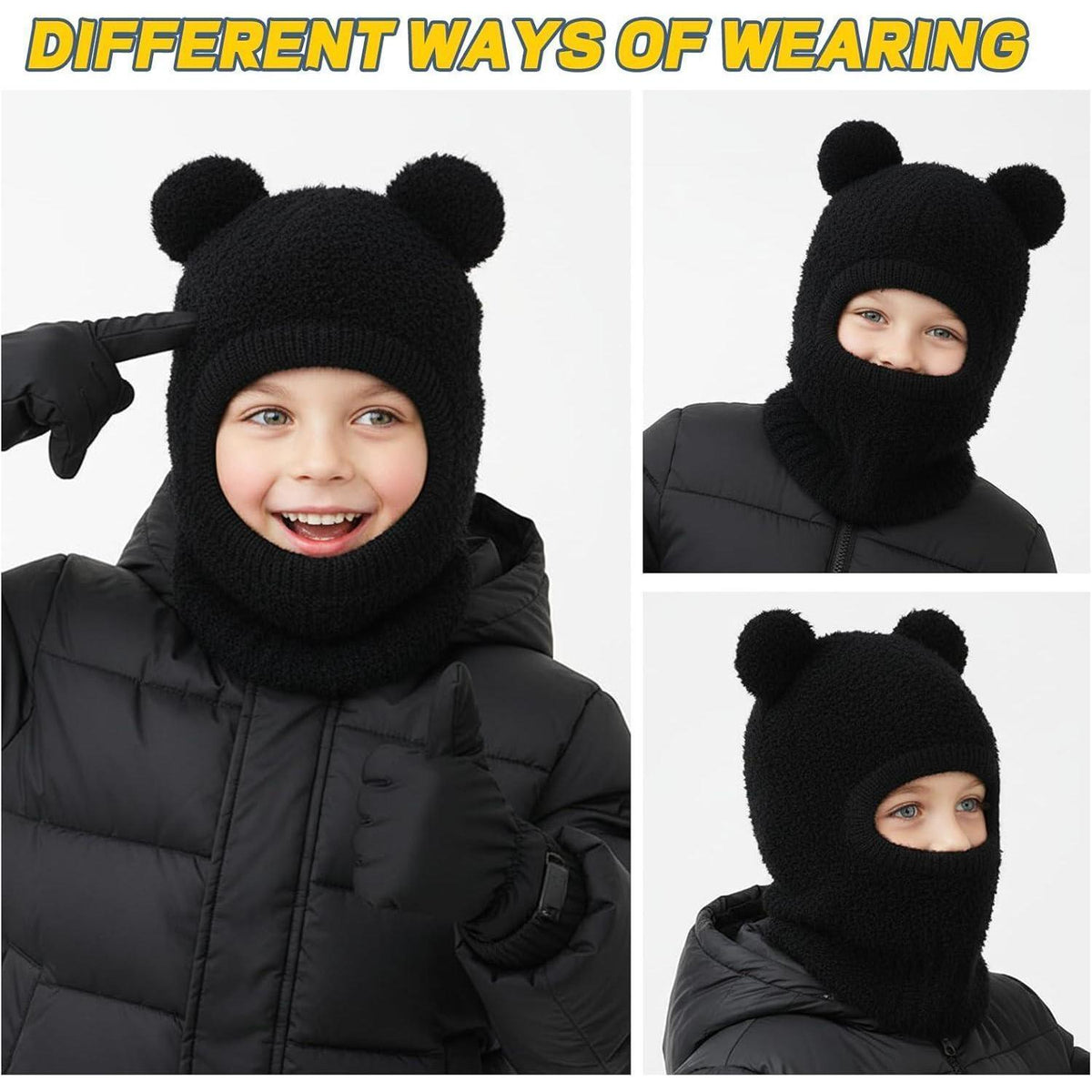 Kinder Wintermütze mit Schal & Bommel – Warm & Niedlich für Jungen & Mädchen