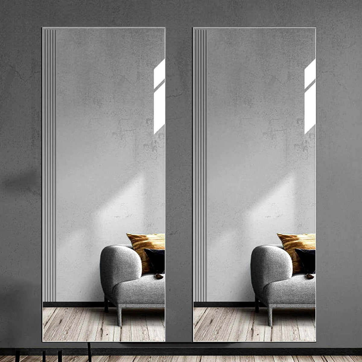 Ganzkörperspiegel 40x120cm (2er Set) – Selbstklebend & Bohrlos