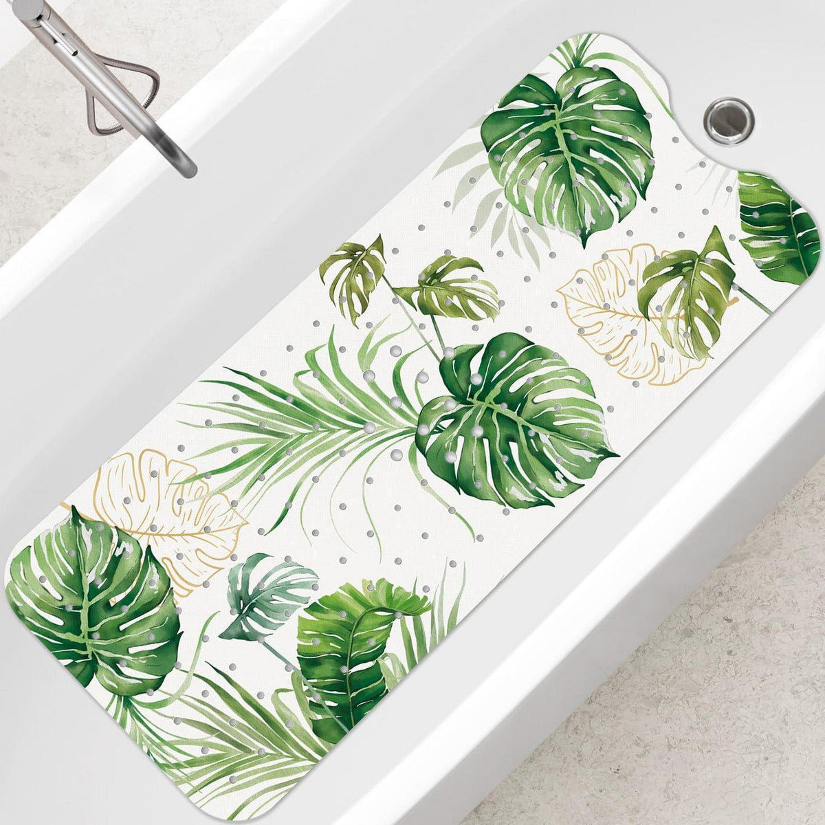 Rutschfeste Badewannenmatte mit Blättermotiv – 100 x 40 cm