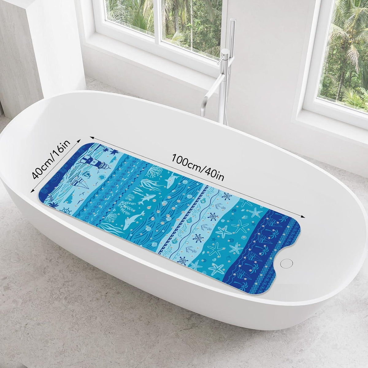Rutschfeste Badewannenmatte Blau – 100 x 40 cm