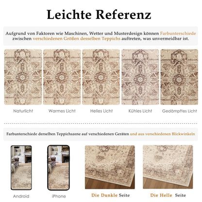 Vintage Teppich Braun 200x300cm Waschbar Rechteckig Wohnzimmer