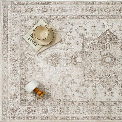 Vintage Läufer Beige 60x180cm – Waschbarer Teppich für Flur