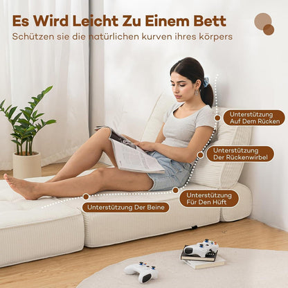 Faltbares Schlafsofa 3-in-1 – Schlafsessel & Couch Bett Beige