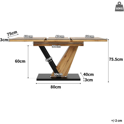 Ausziehbarer Esstisch Holzoptik 120-160 cm