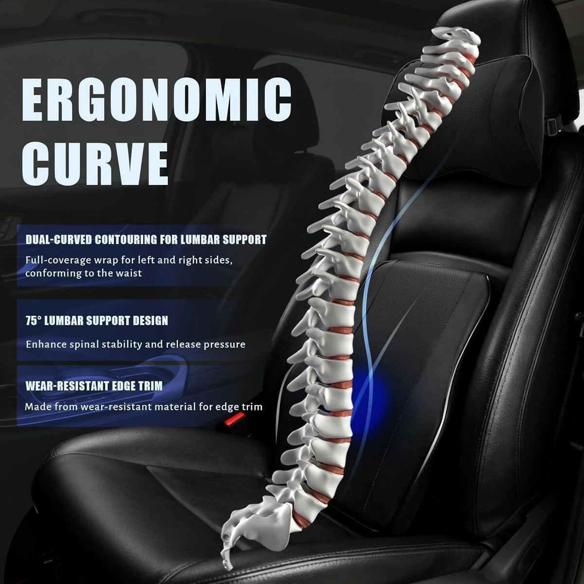 Lendenkissen Auto – Ergonomische Lordosenstütze für Rücken & Sitz