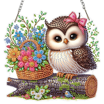Diamant Painting Eule Anhänger mit Kette – DIY Bastelset