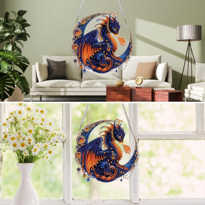 Diamant Painting Drache Anhänger mit Kette – DIY Bastelset