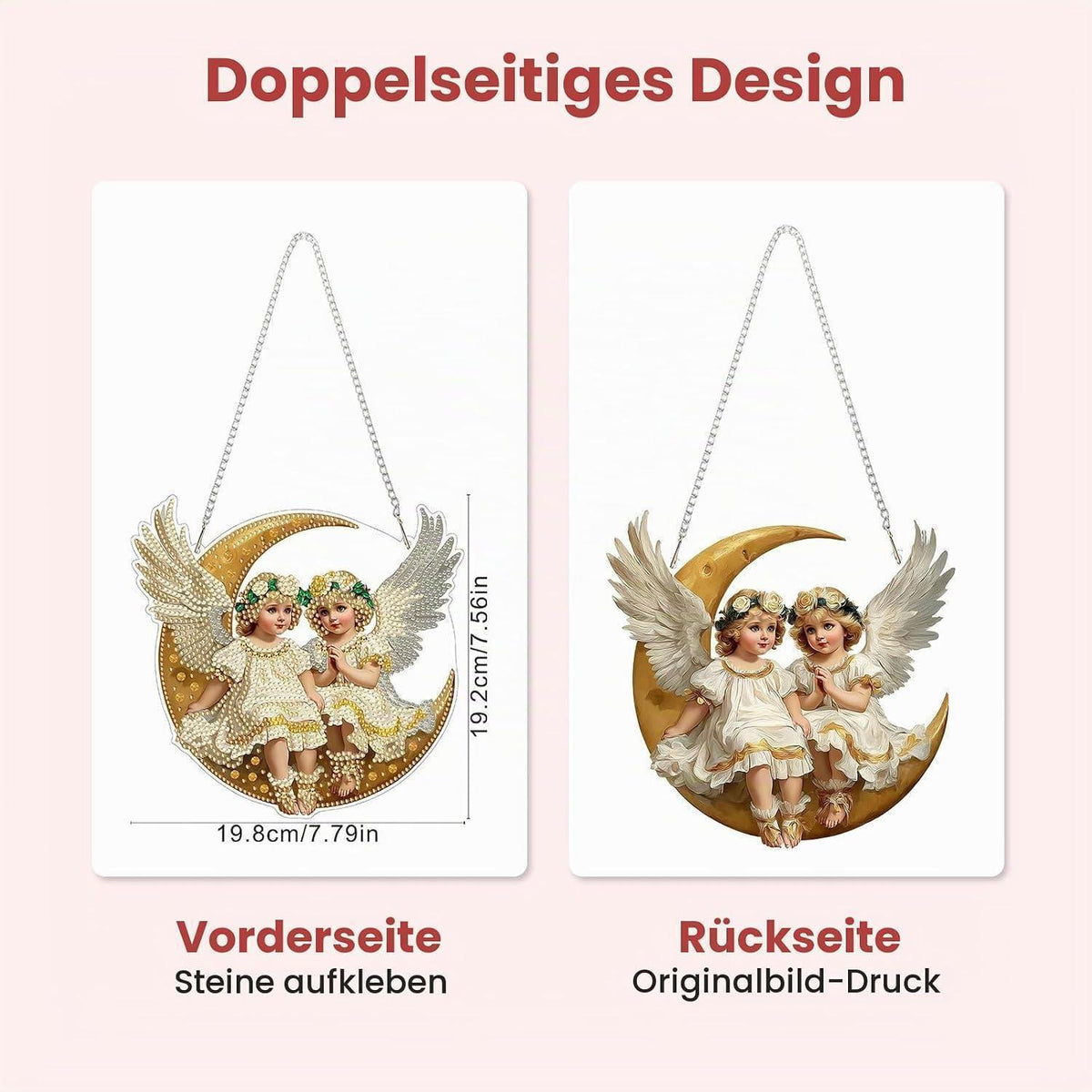 Diamant Painting Engel Anhänger mit Kette – DIY Bastelset