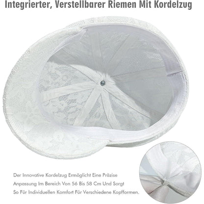 Damen Baskenmütze Spitze - Atmungsaktive Schirmmütze Weiß