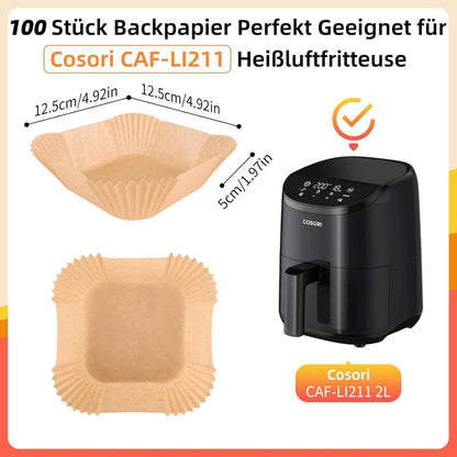 100x Backpapier für Heißluftfritteuse – Antihaft & Vielseitig