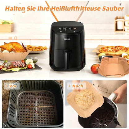 100x Backpapier für Heißluftfritteuse – Antihaft & Vielseitig