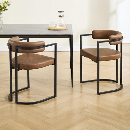 Küchenstühle 2er Set Modern Braun in Lederoptik
