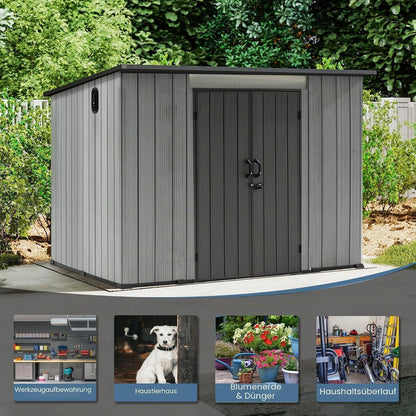 Gartenhaus Kunststoff 1,9x2,8m mit Schrägdach – Gerätehaus Grau