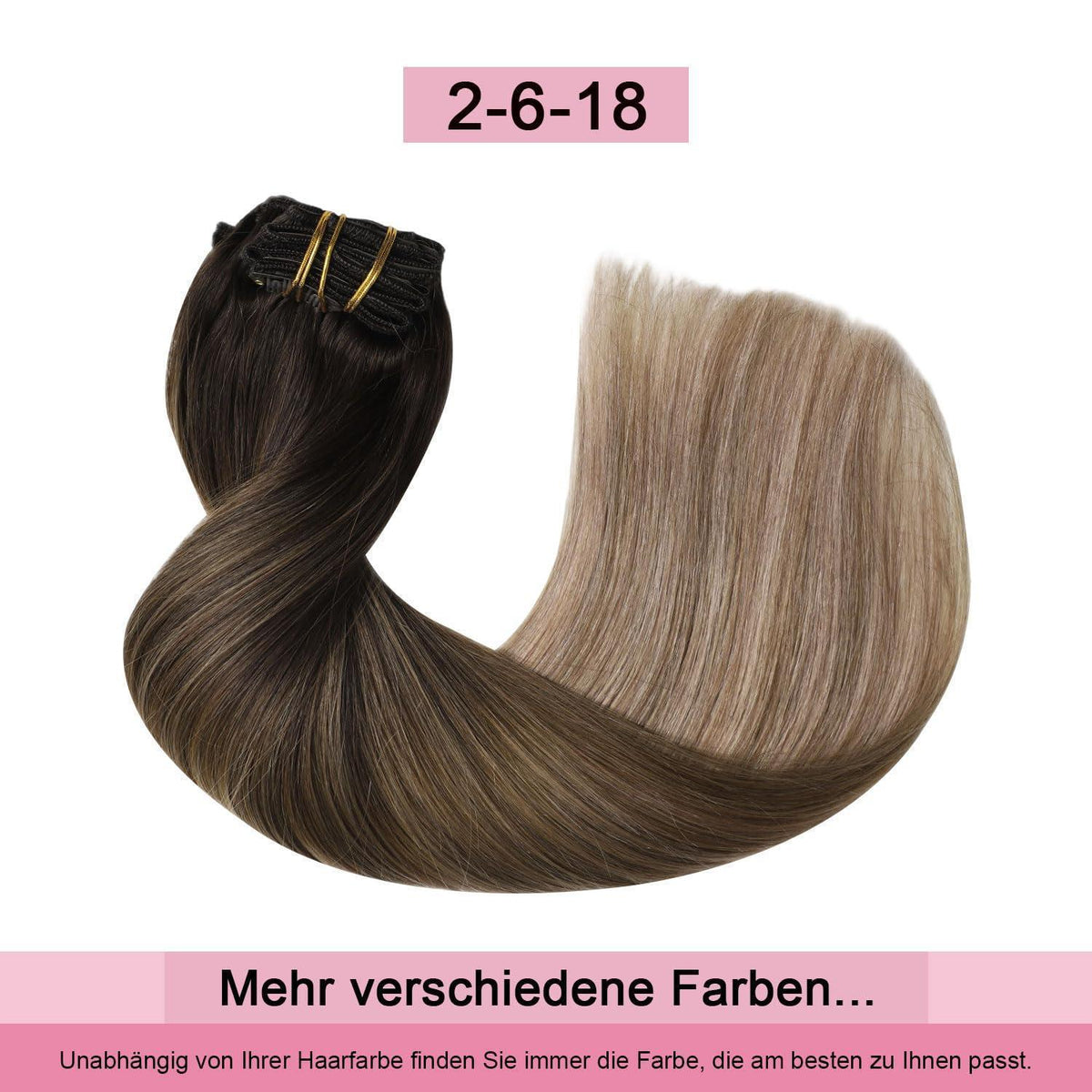 Echthaar Clip-in Extensions #2/6/18 Dunkelbraun bis Kastanie
