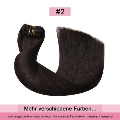 Echthaar Clip-Ins Dunkelbraun (#2) 55cm – 120g