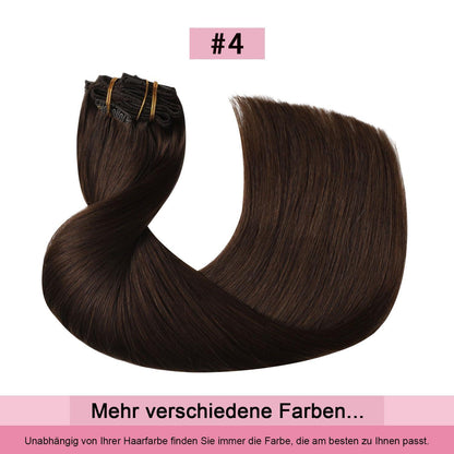 Clip-in Haarverlängerung Echthaar Mittelbraun #4 – 35cm