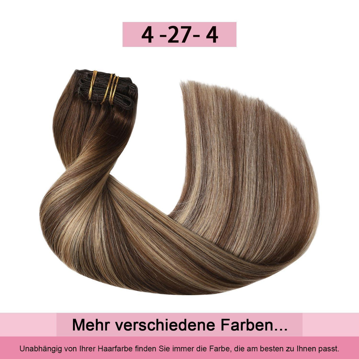 Clip-in Haarverlängerung Echthaar 50cm #4/27/4 Balayage
