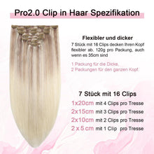 Clip-in Haarverlängerung Echthaar #18/22/60 – 35cm Aschblond