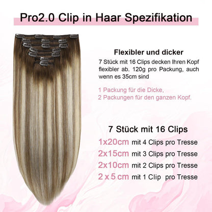 Remy Clip-in Haarverlängerung #3/8/22 – Walnuss Braun bis Blond