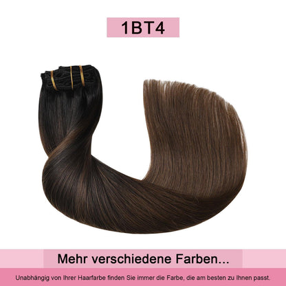Remy Clip-in Haarverlängerung #1BT4 – 45cm Echthaar