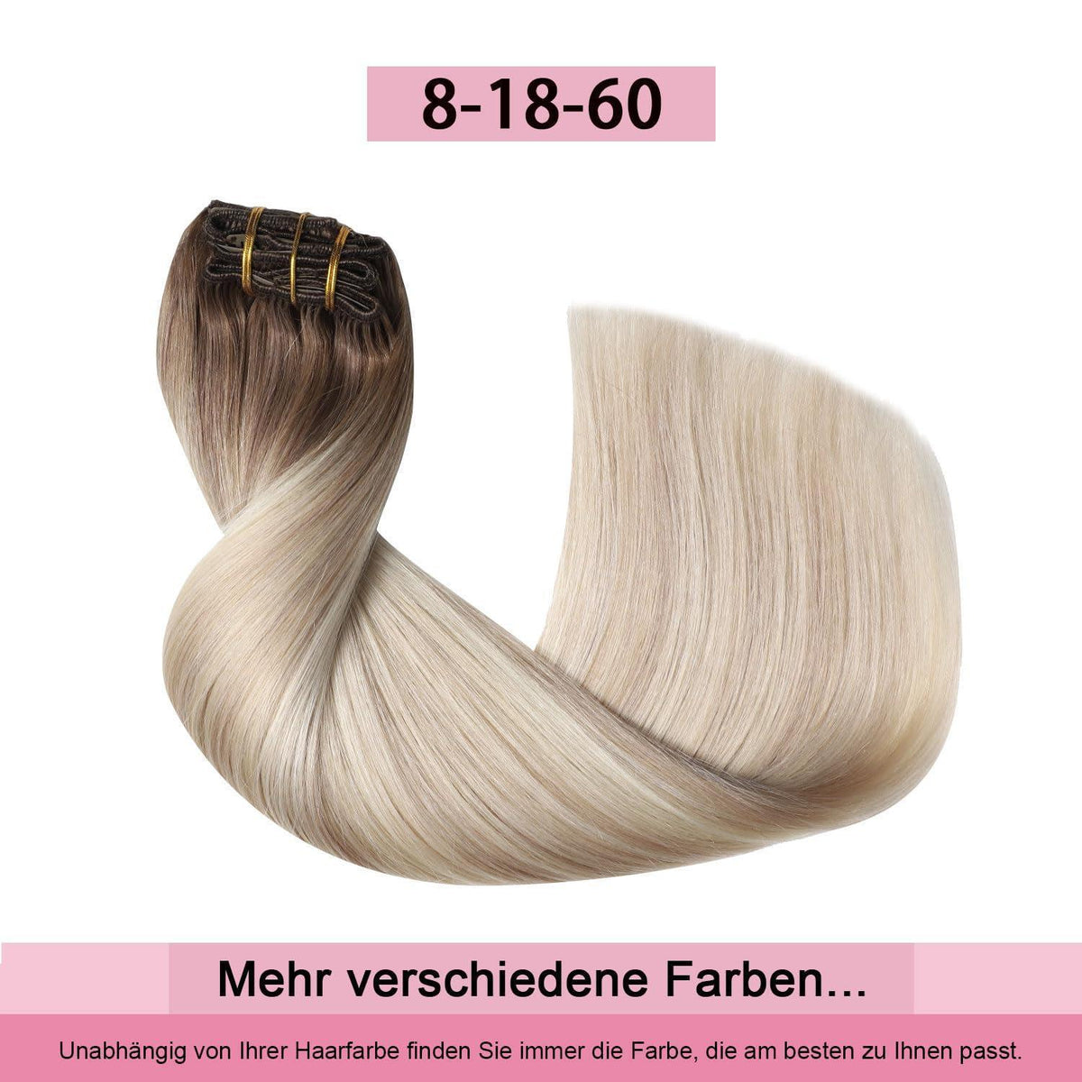 Clip-in Haarverlängerung Echthaar Ombre Braun-Blond 35cm
