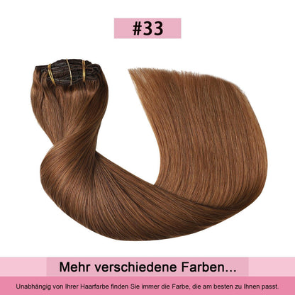 Clip-in Haarverlängerung Echthaar Rotbraun #33 – 50cm