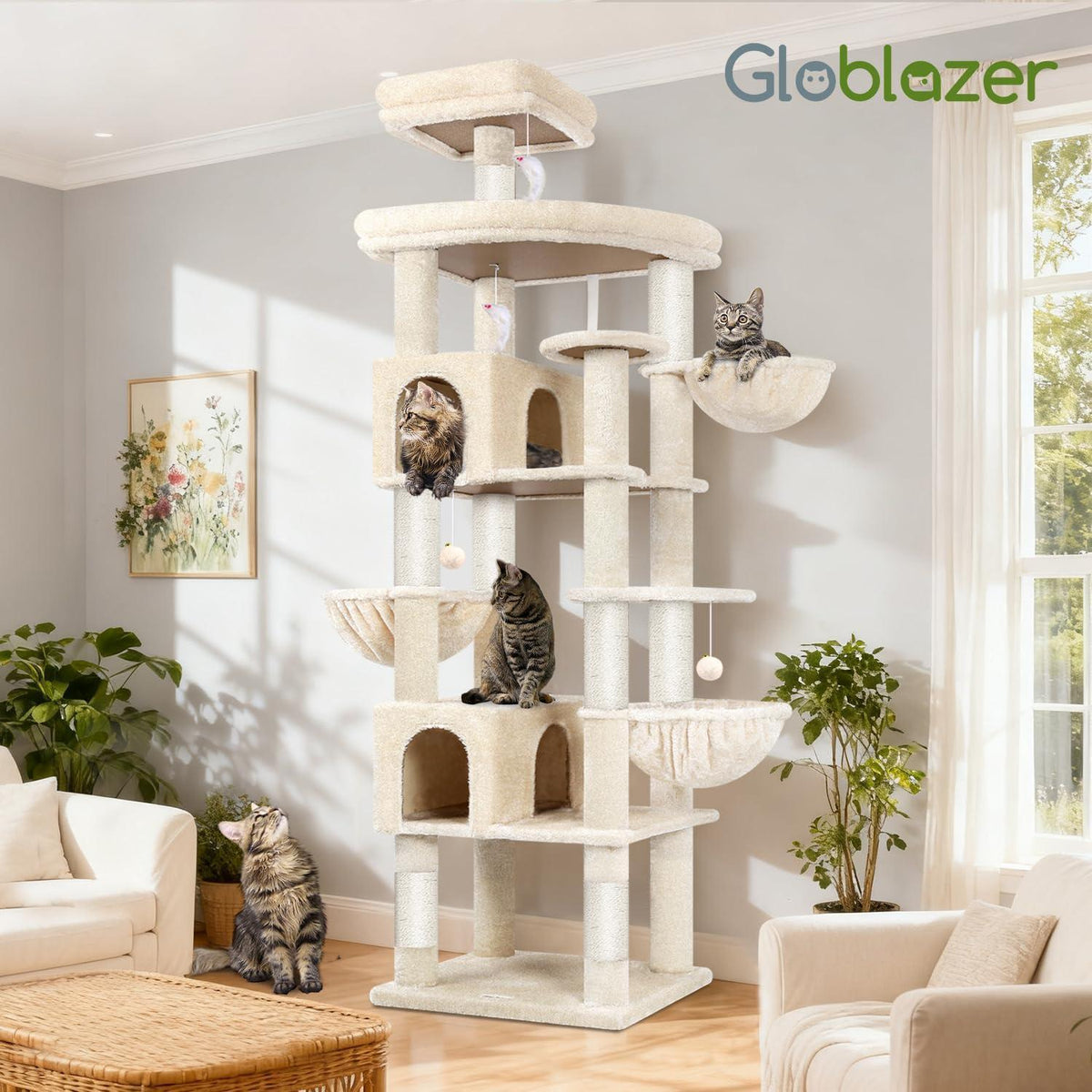 XXL Kratzbaum Beige für Große Katzen – Stabil & Komfortabel