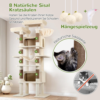 XXL Kratzbaum für Große Katzen – 213 cm, Stabil & Beige
