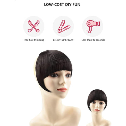Clip-in Pony – Synthetische Flat Bangs in Tiefbraun
