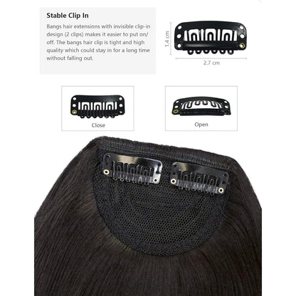 Clip-in Pony – Synthetische Flat Bangs in Tiefbraun