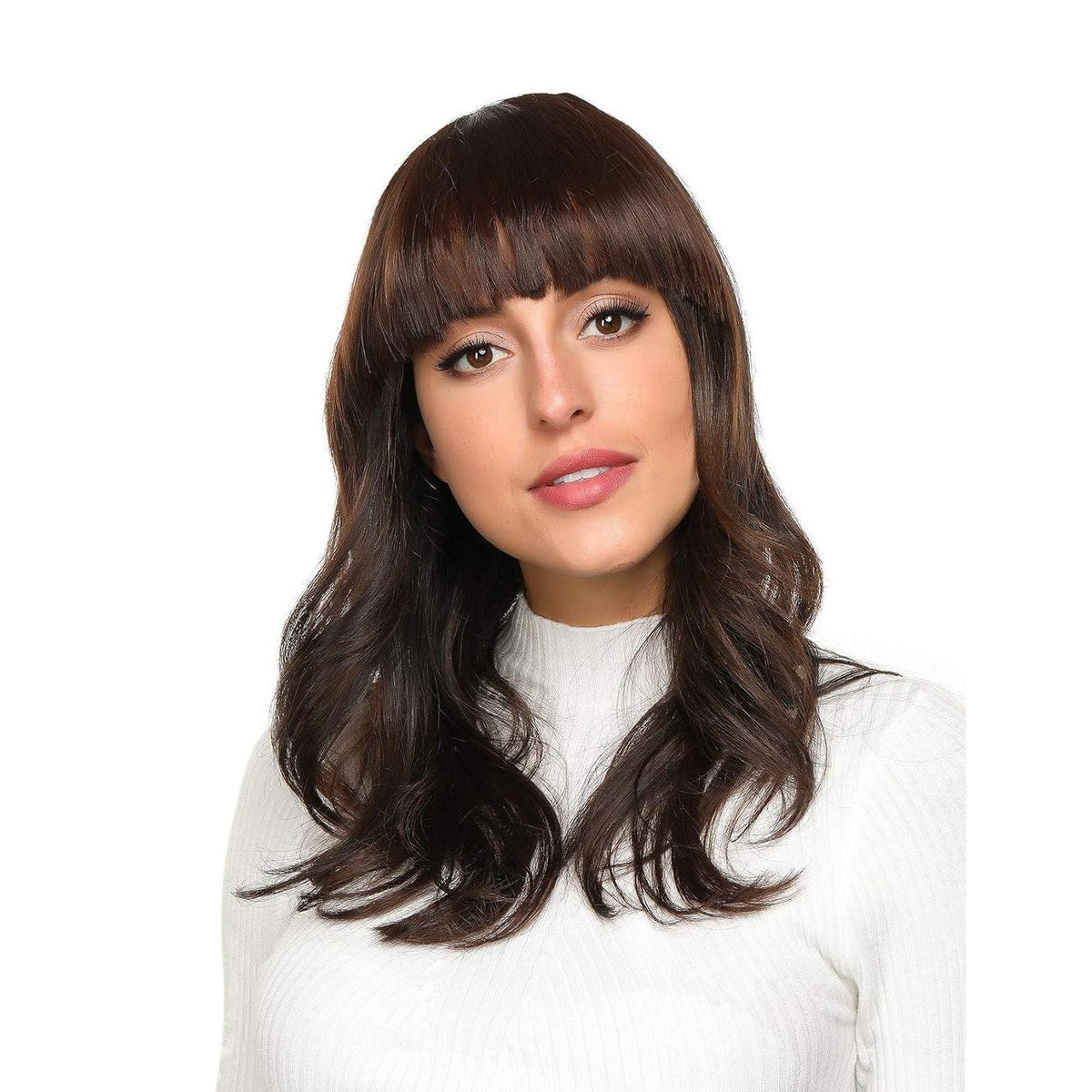 Clip-in Pony – Synthetische Flat Bangs in Tiefbraun