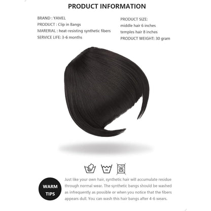 Clip-in Pony – Synthetische Flat Bangs in Tiefbraun