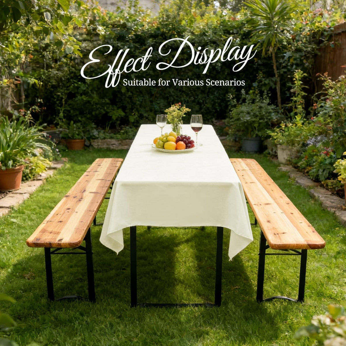 10x Biertisch Tischdecke Elfenbein 260x110cm – Waschbar & Langlebig