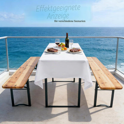 10x Biertisch Tischdecke Weiß 250x100cm – Wasserabweisend & Waschbar