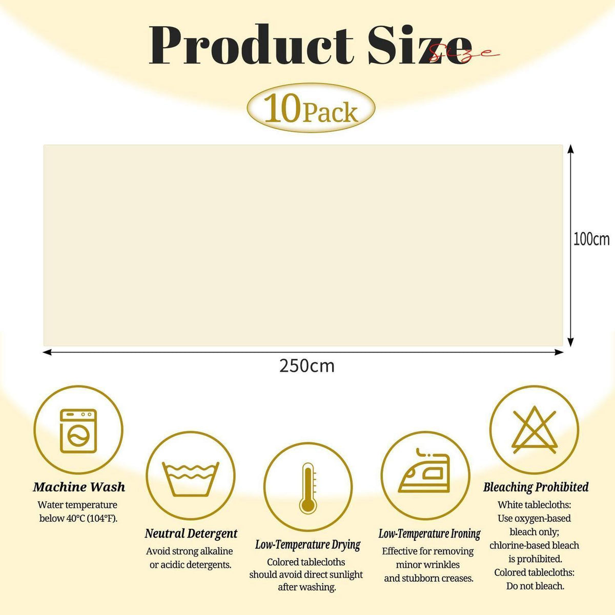10x Biertisch Tischdecke Beige – Wasserabweisend & Waschbar 250x100cm