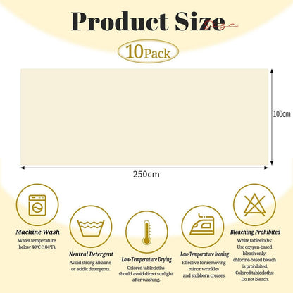 10x Biertisch Tischdecke Beige – Wasserabweisend & Waschbar 250x100cm